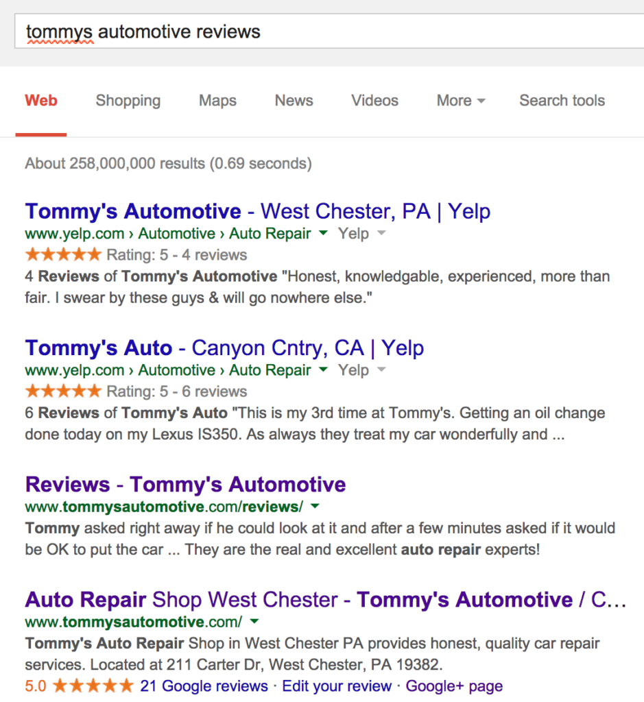 Reviews to Tommy's Auto