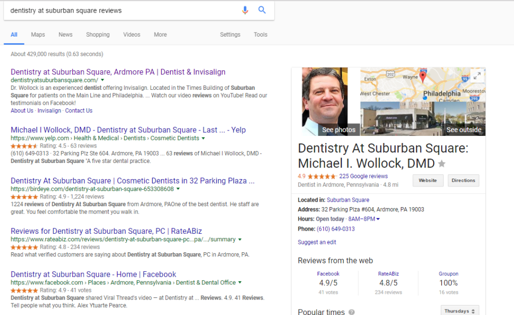 Dentistry at Suburban Square Reviews SERP