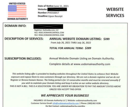 domain listings solicitation