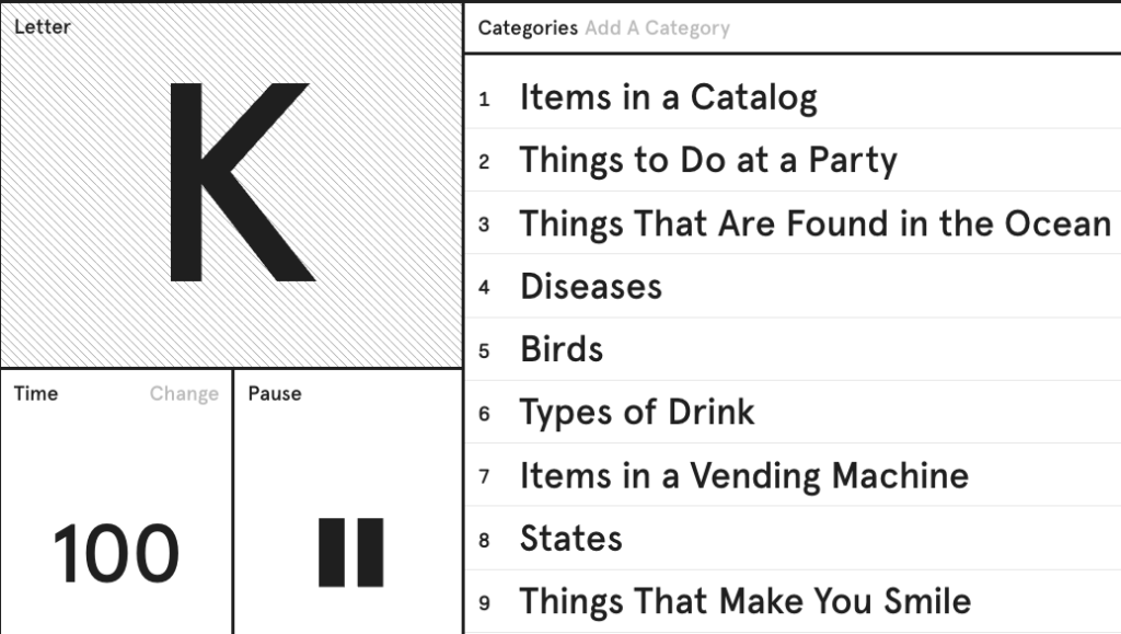 Scattergories Online